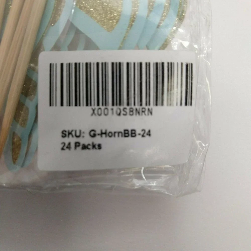 Unicorn Cupcake Party Pics Gold Glitter And Aqua 24 per Pack